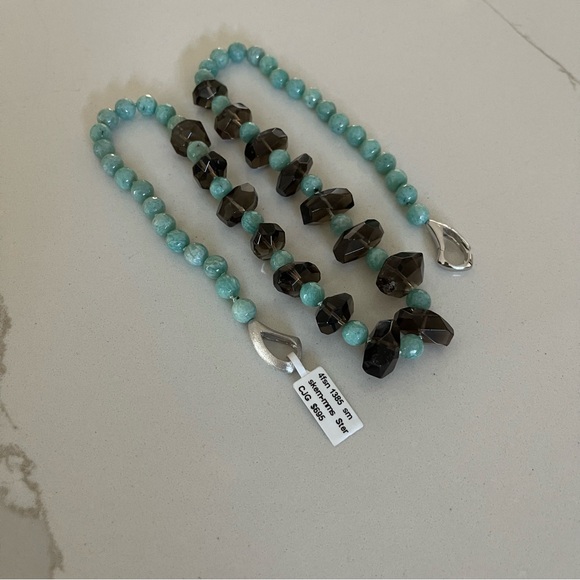 One of a kind Smokey Topaz and Amazonite beaded necklace. - Picture 2 of 12